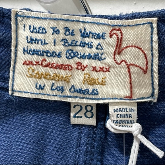 NWT Free People x Sandrine Rose Blue Cotton Linen Wide Leg Buckle Pants Size 28 - Picture 8 of 14